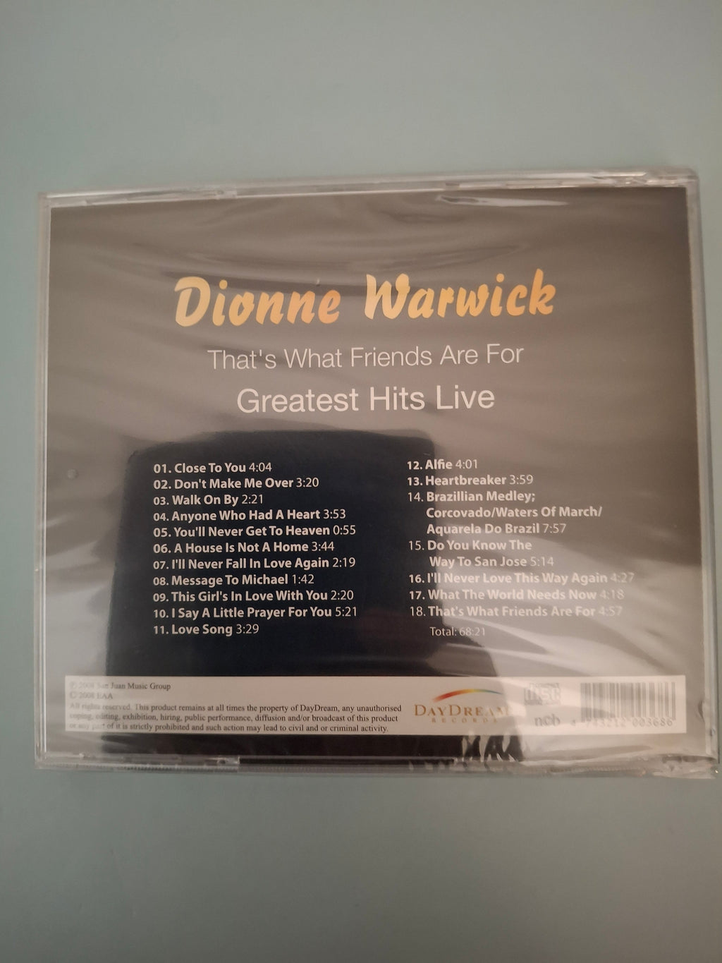 Dionne Warwick - That's What Friends Are For Greatest Hits Live CD Album 2008 Scandinavian Import New & Sealed (DD 0186)