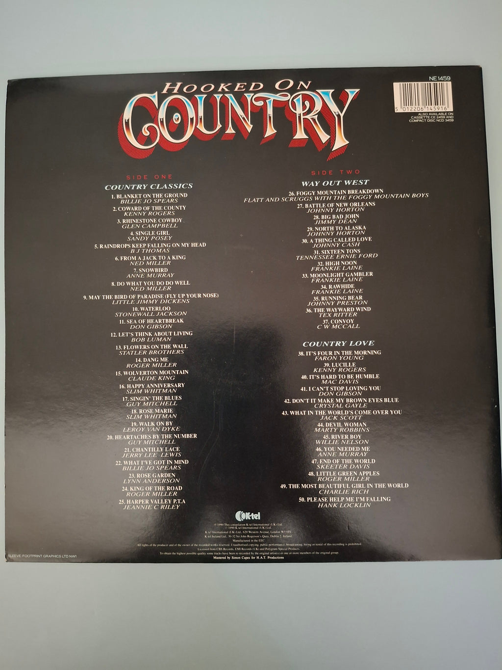 Hooked On Country: 50 Non-Stop Country Classics Vinyl LP (1990, K-tel NE 1459)