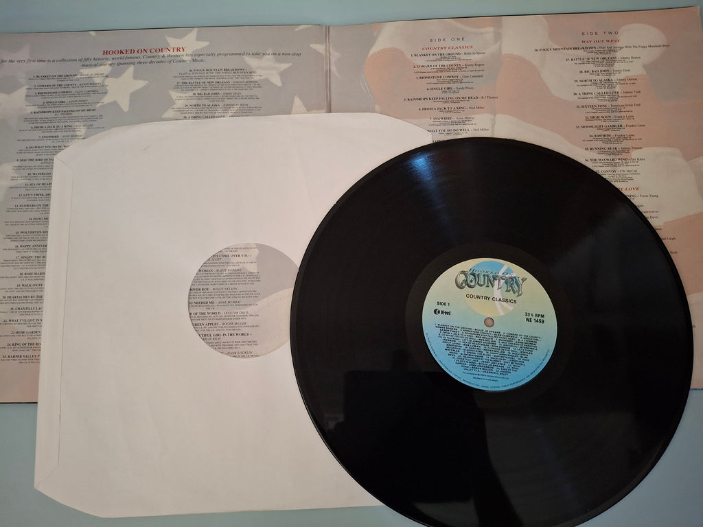 Hooked On Country: 50 Non-Stop Country Classics Vinyl LP (1990, K-tel NE 1459)