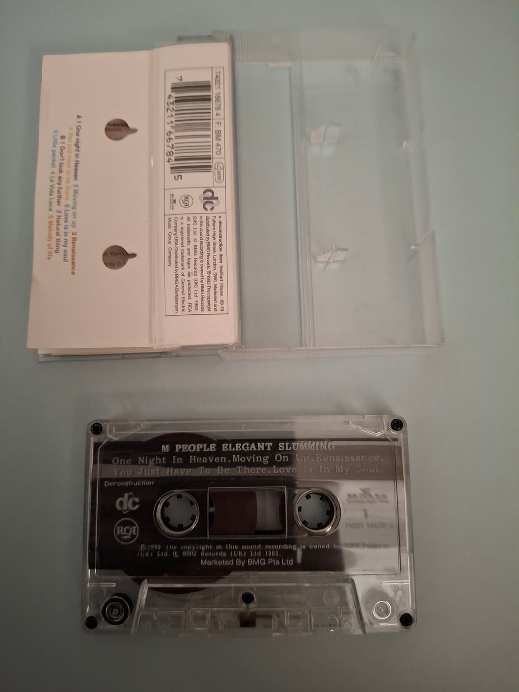 M People - Elegant Slumming (UK 1993 1st Pressing Cassette Album, Deconstruction/RCA, Cat No. 74321 16678 4)