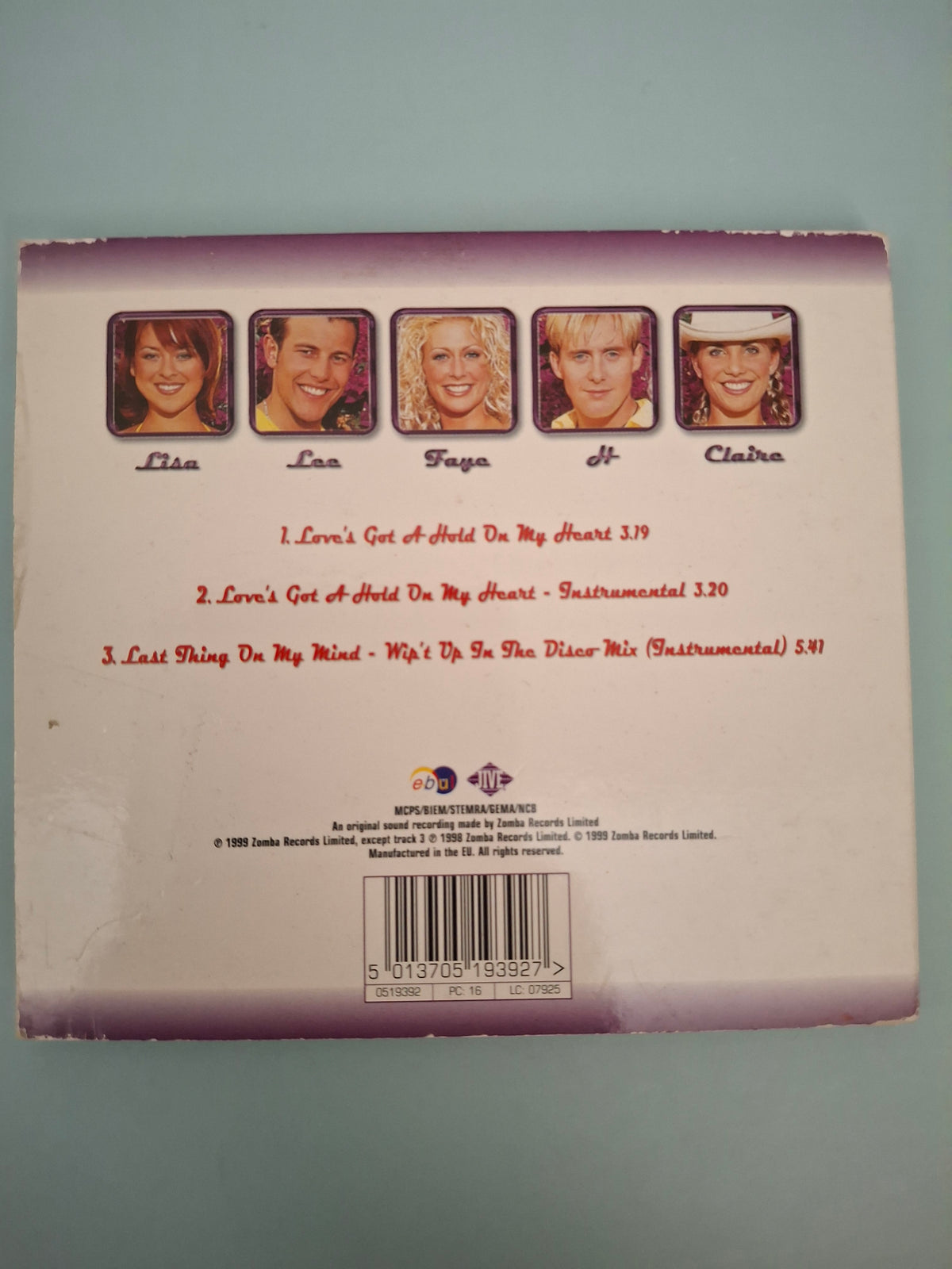 Steps - Love's Got A Hold On My Heart (UK & Europe 1999 Enhanced CD Single, Ebul/Jive, Cat No. 0519392)