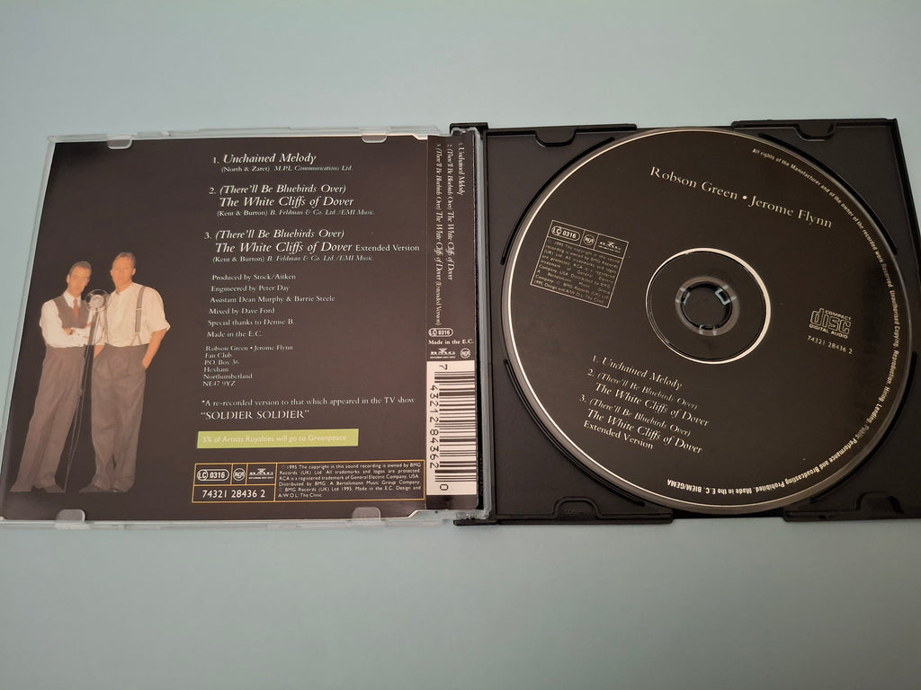 Robson Green & Jerome Flynn - Unchained Melody / White Cliffs Of Dover (UK & Europe 1995 CD Single, RCA, Cat No. 74321 28436 2