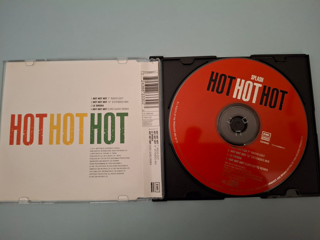 Splash - Hot Hot Hot (UK & Europe 1997 CD Single, EMI, Cat No. 7243 8 83330 2 3)