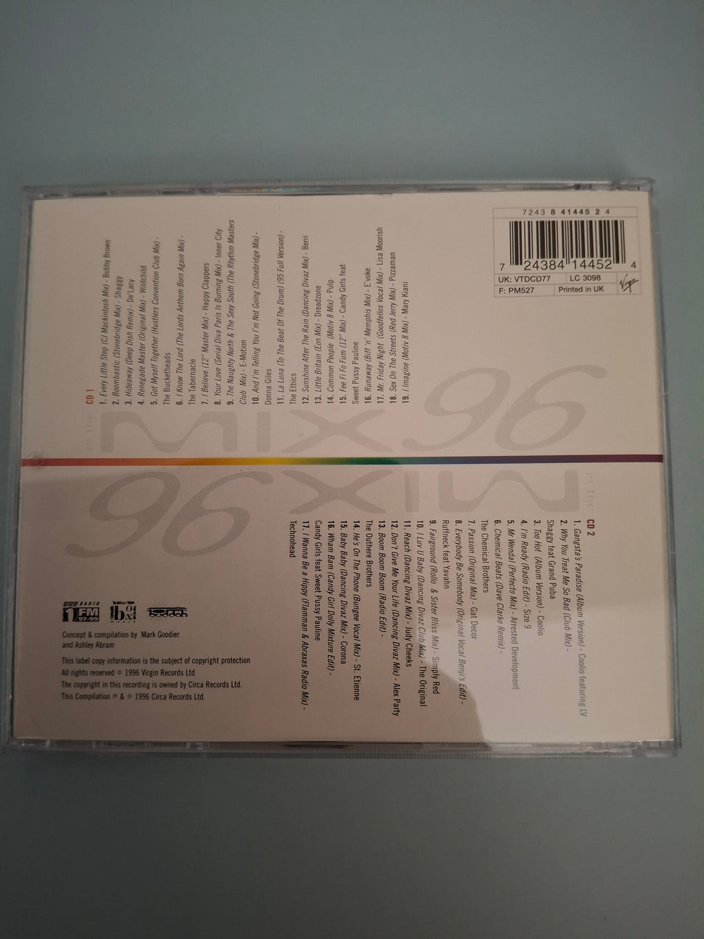 Various Artists - In The Mix 96 (UK 1996 Original 2CD Compilation, Virgin/Circa Records, Cat No. 7243 8 41445 2 4)