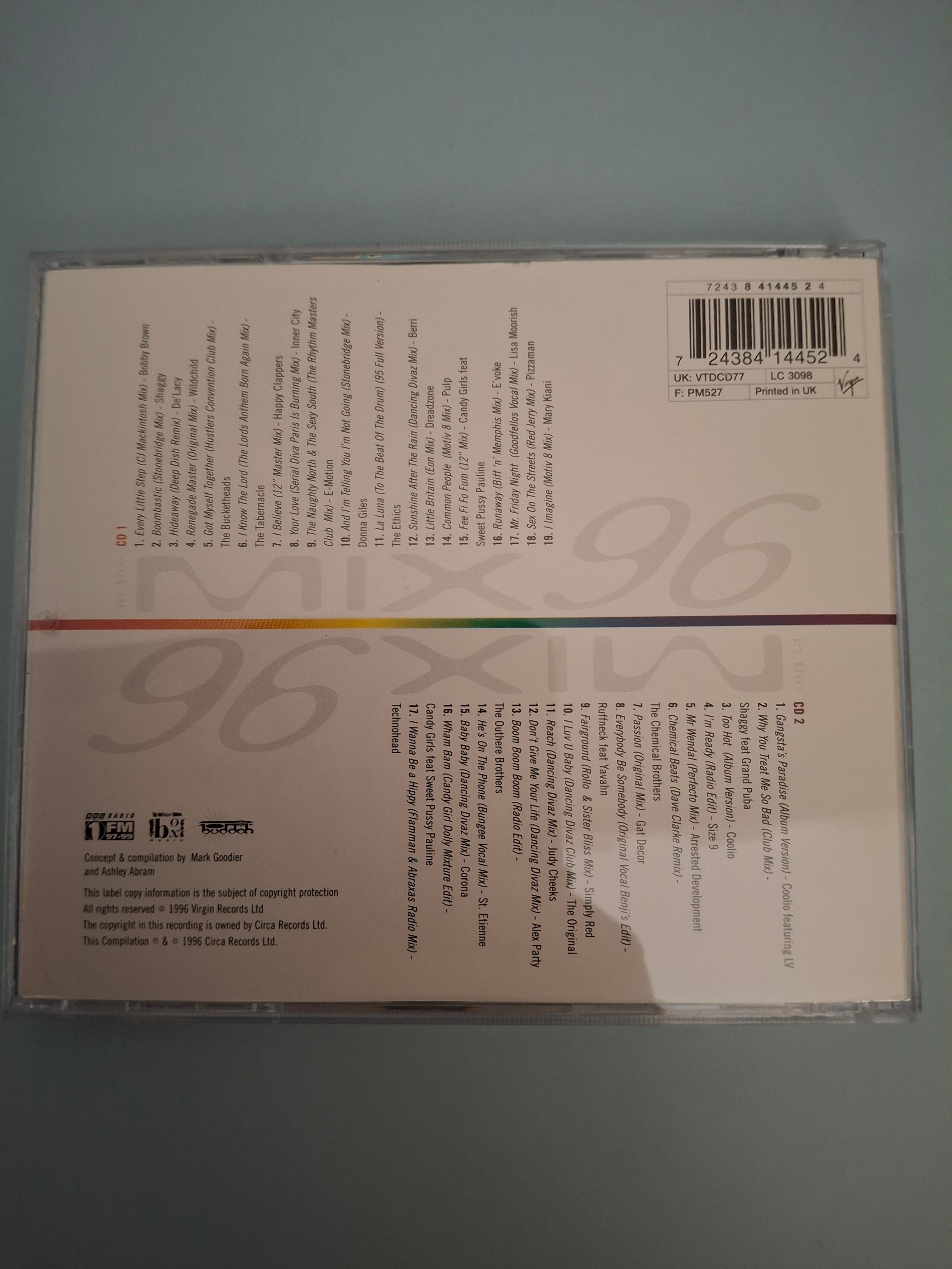 Various Artists - In The Mix 96 (UK 1996 Original 2CD Compilation, Virgin/Circa Records, Cat No. 7243 8 41445 2 4)