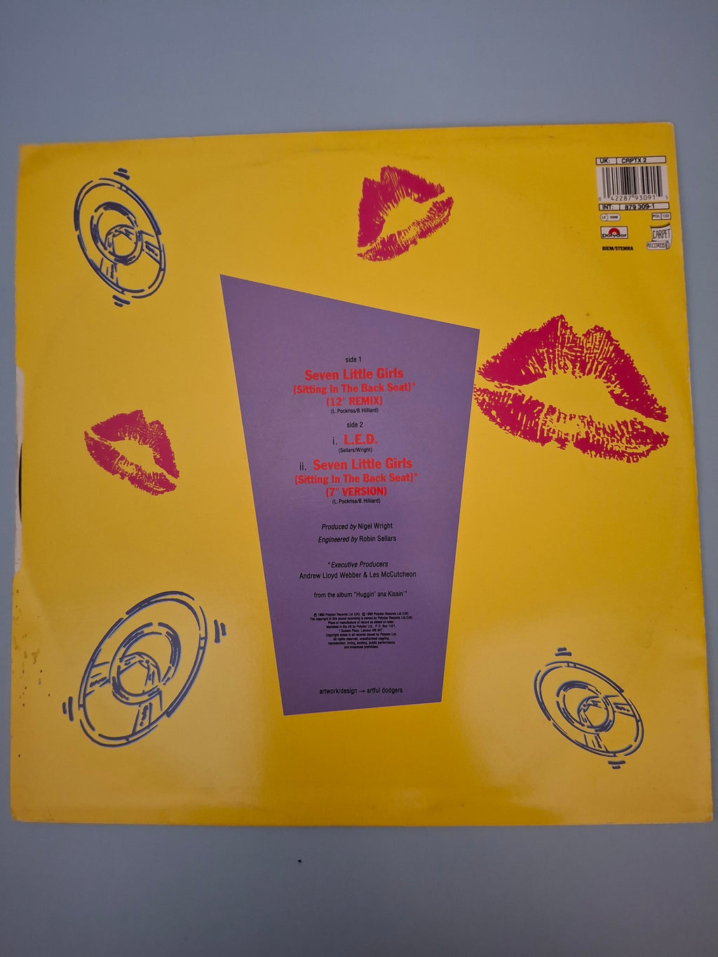 Bombalurina Featuring Timmy Mallett - Seven Little Girls (Sitting In The Back Seat) (UK 1990 Original 12" Maxi-Single, Polydor/Carpet Records, Cat No. CRPTX 2)