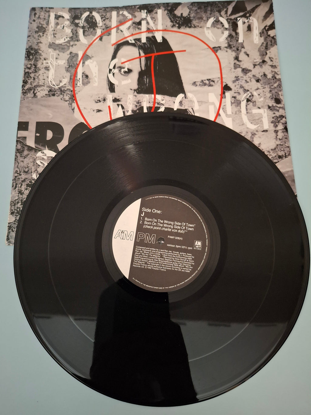 J. - Born On The Wrong Side Of Town (UK 1992 Original 12" Promo Maxi-Single, A&M Records / AM PM, Cat No. PAMY 025)