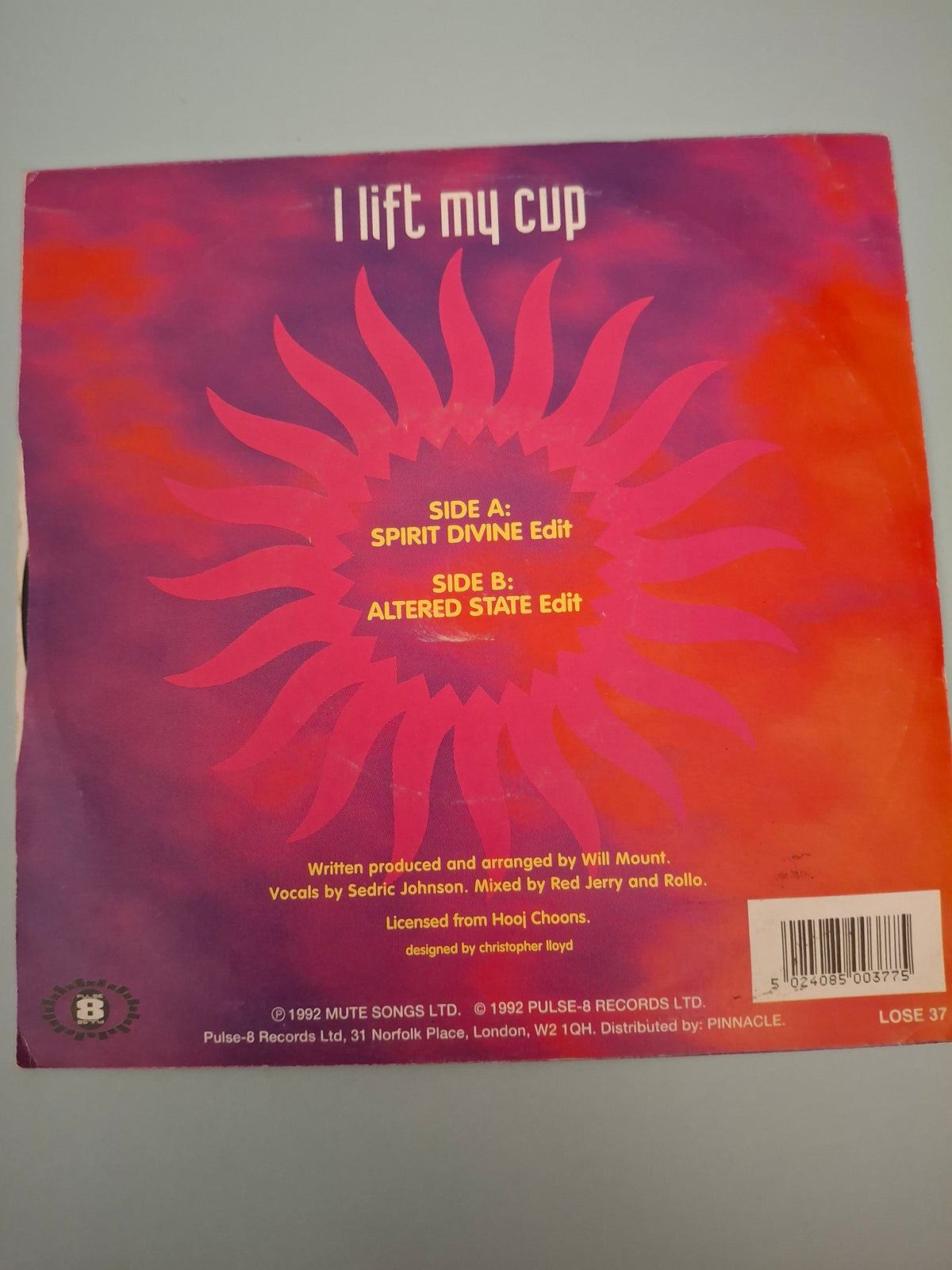 Gloworm - I Lift My Cup - 1992 UK 7" Vinyl Single (Pulse-8, LOSE 37)