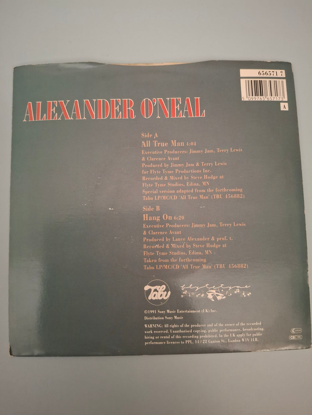 Alexander O'Neal - All True Man - 1991 UK 7" Vinyl Single (Tabu, 656571 7)