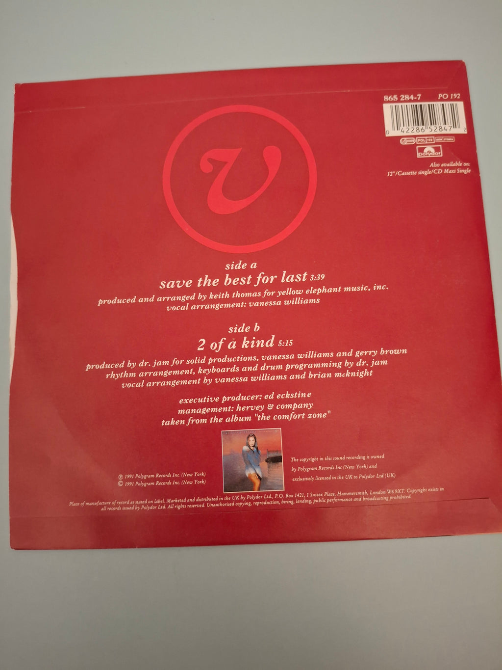 Vanessa Williams - Save The Best For Last - 1992 UK 7" Vinyl Single (Polydor, PO 192)