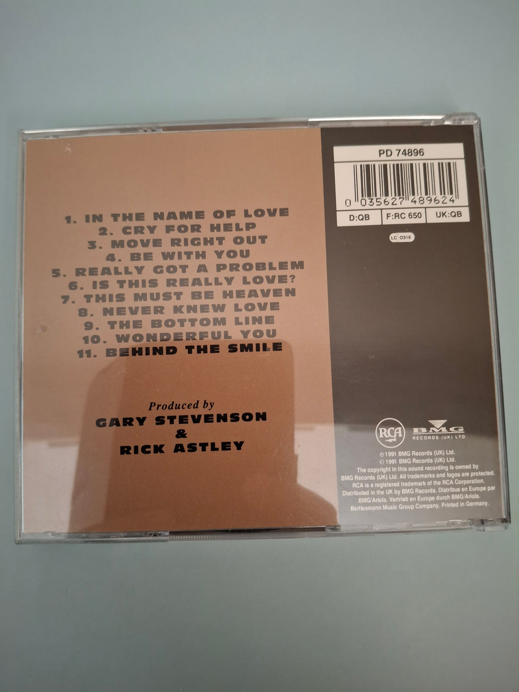 Rick Astley - Free CD Album (1991, Cat No. PD 74896)