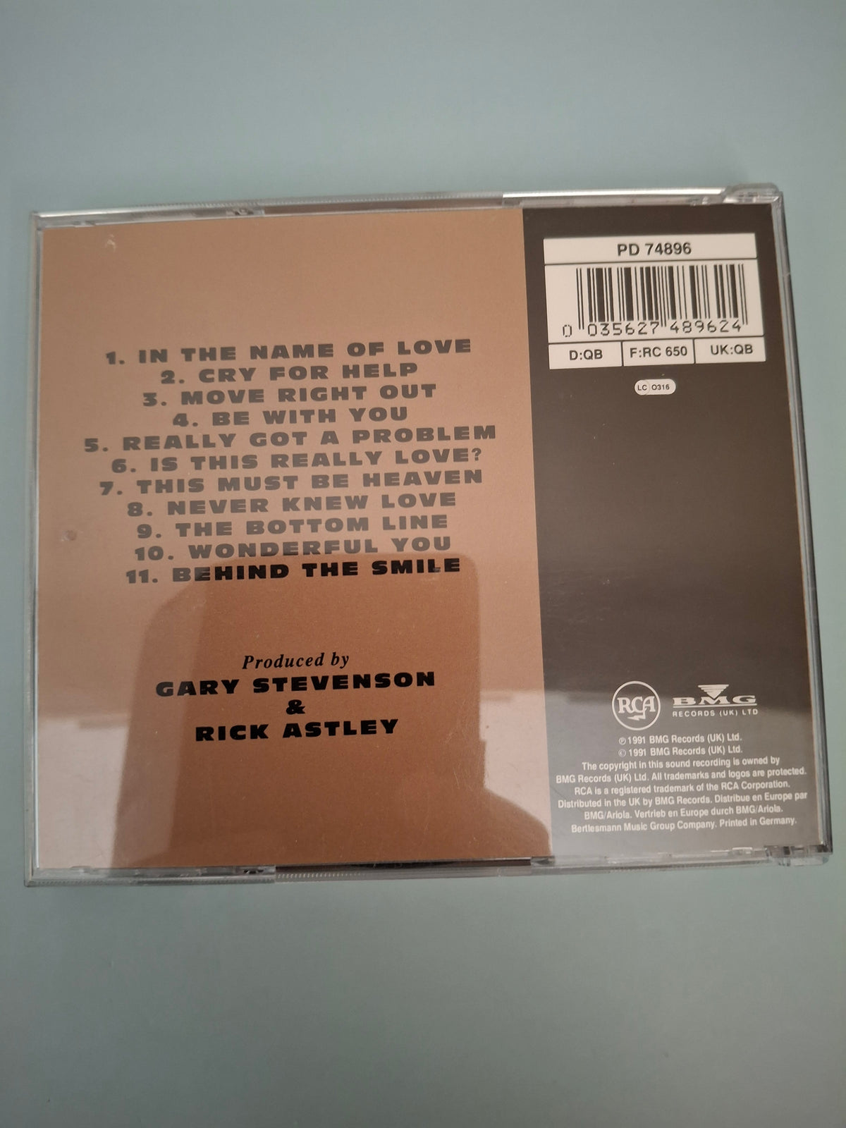 Rick Astley - Free CD Album (1991, Cat No. PD 74896)