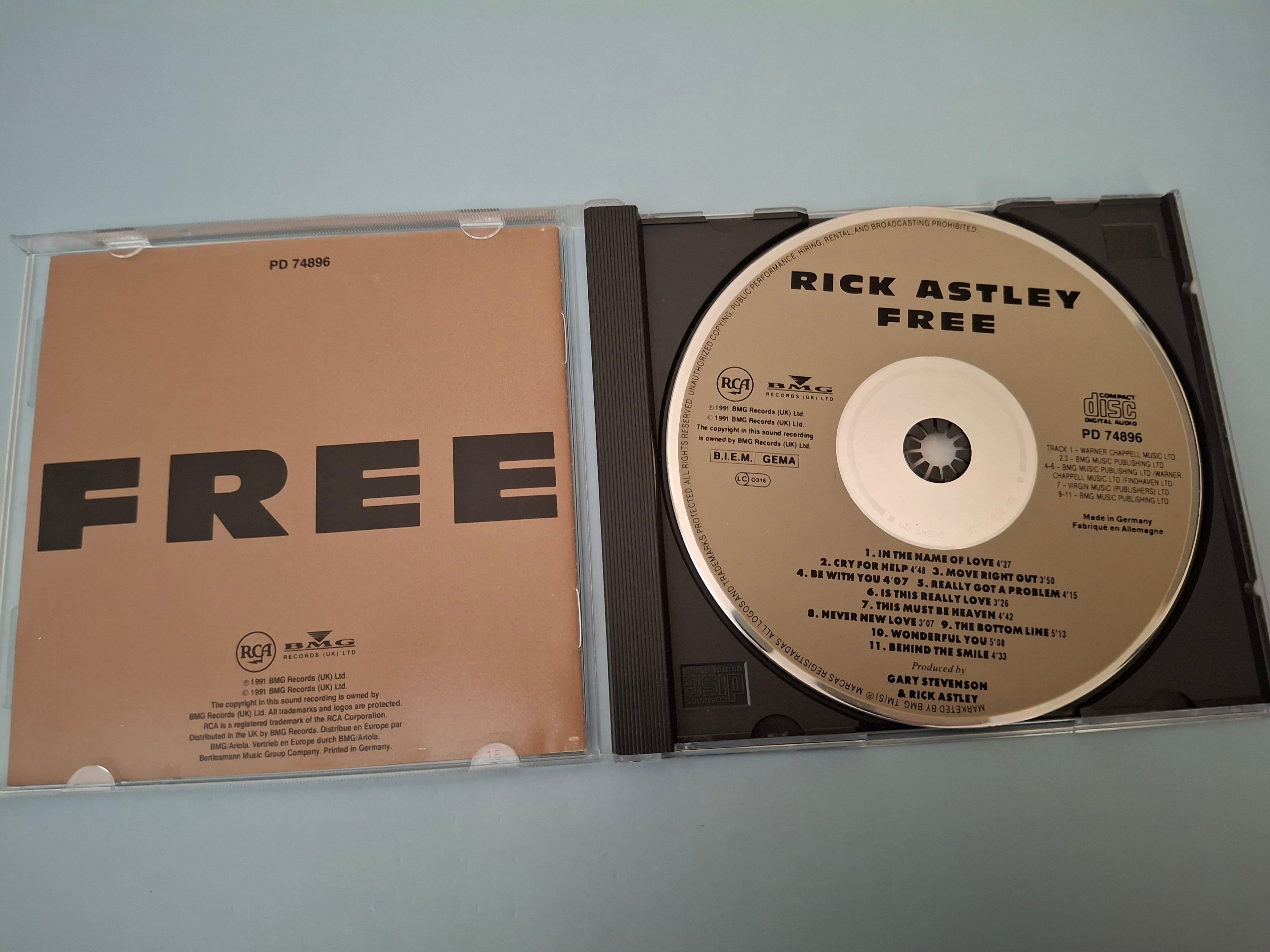 Rick Astley - Free CD Album (1991, Cat No. PD 74896)