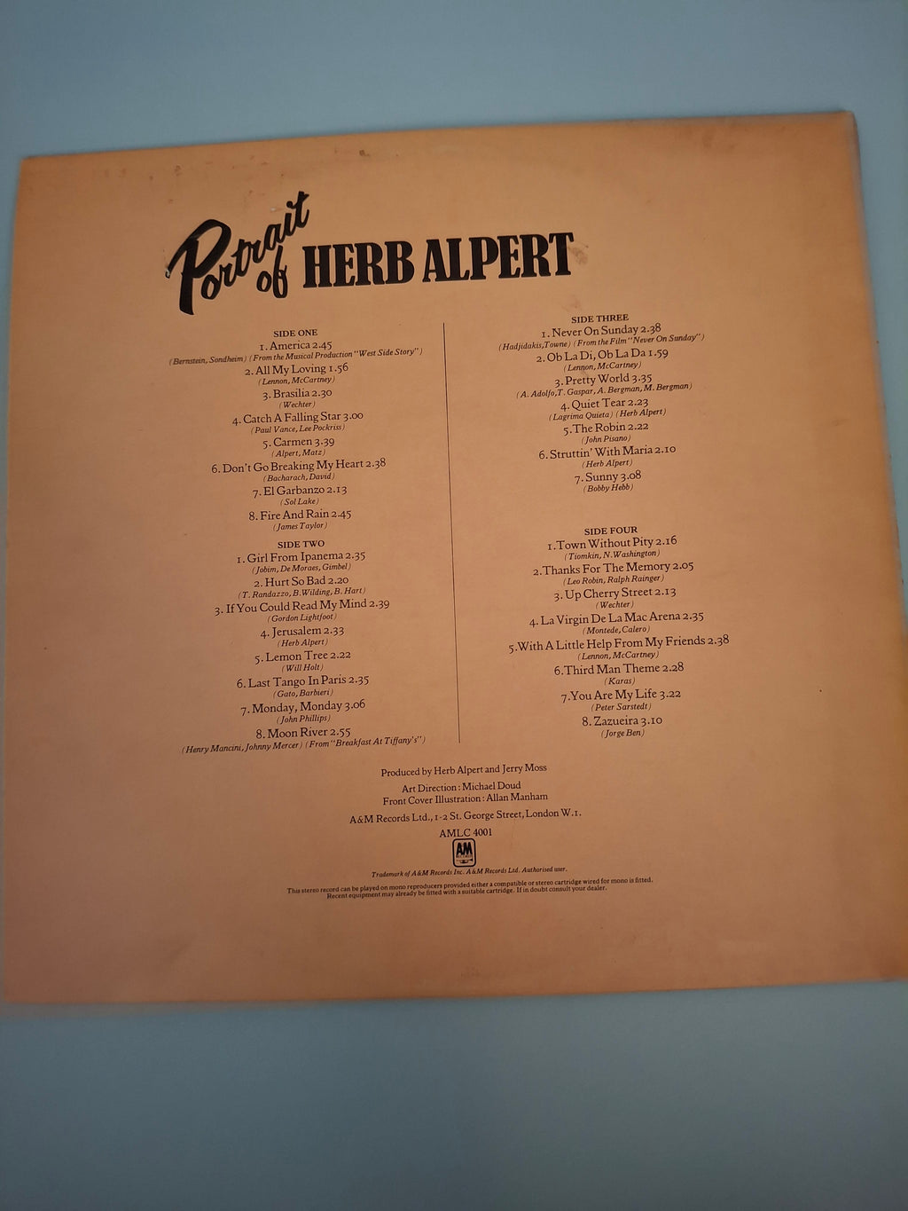 Herb Alpert - Portrait Of Herb Alpert Original 1973 Double Vinyl LP (A&M AMLC 4001)