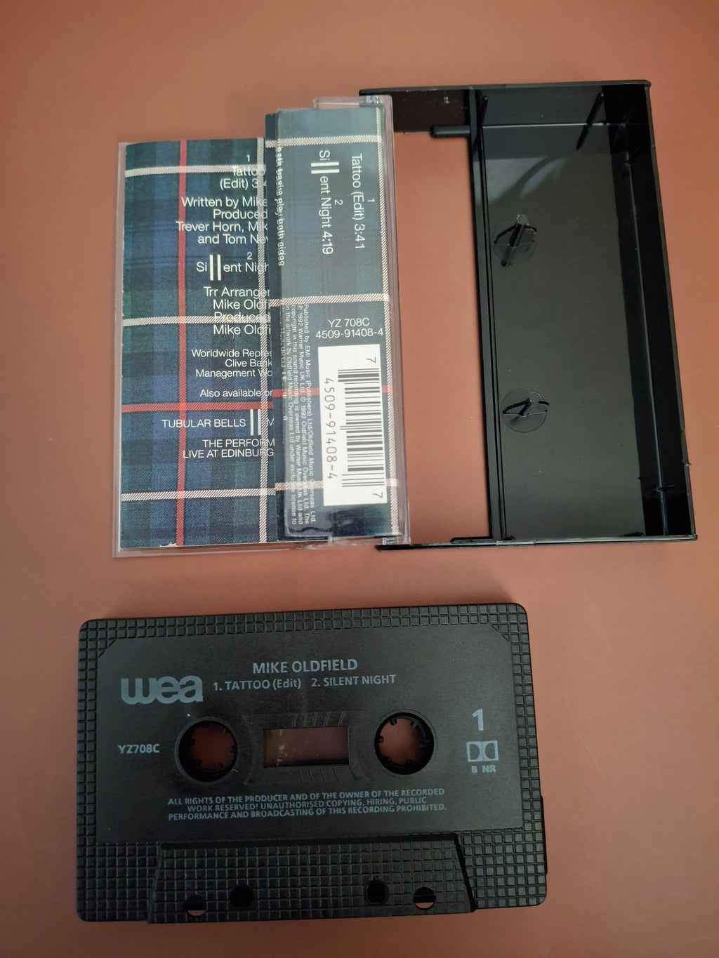 Mike Oldfield Tattoo Silent Night Cassette Single UK Pressing WEA 1992