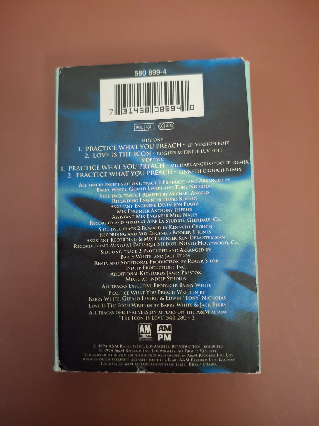 Barry White Practice What You Preach Love Is The Icon Cassette Single UK Pressing A&M 1994