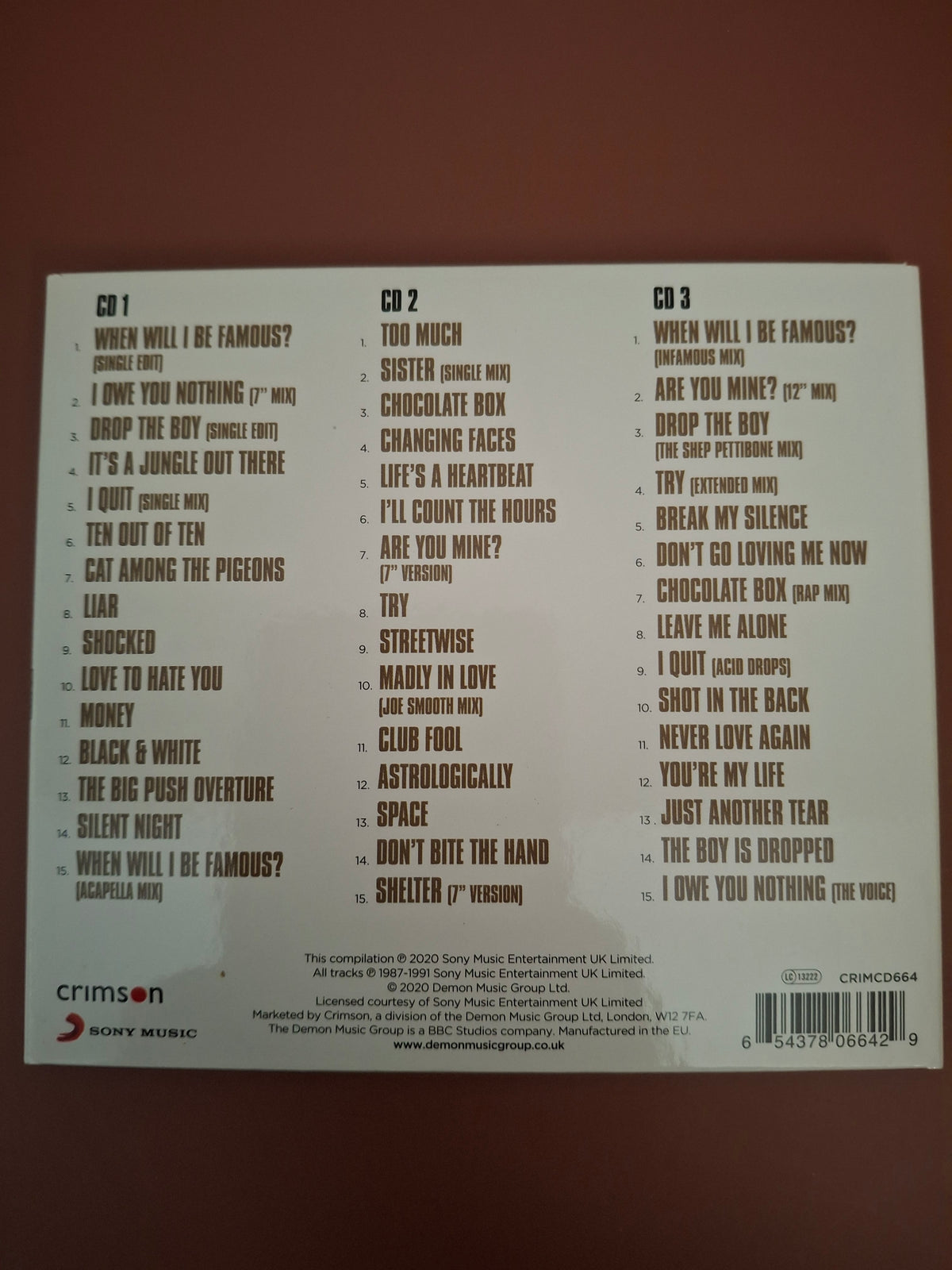 Bros Gold 3 CD Gatefold Digipak Album Collection Crimson Sony Music 2020