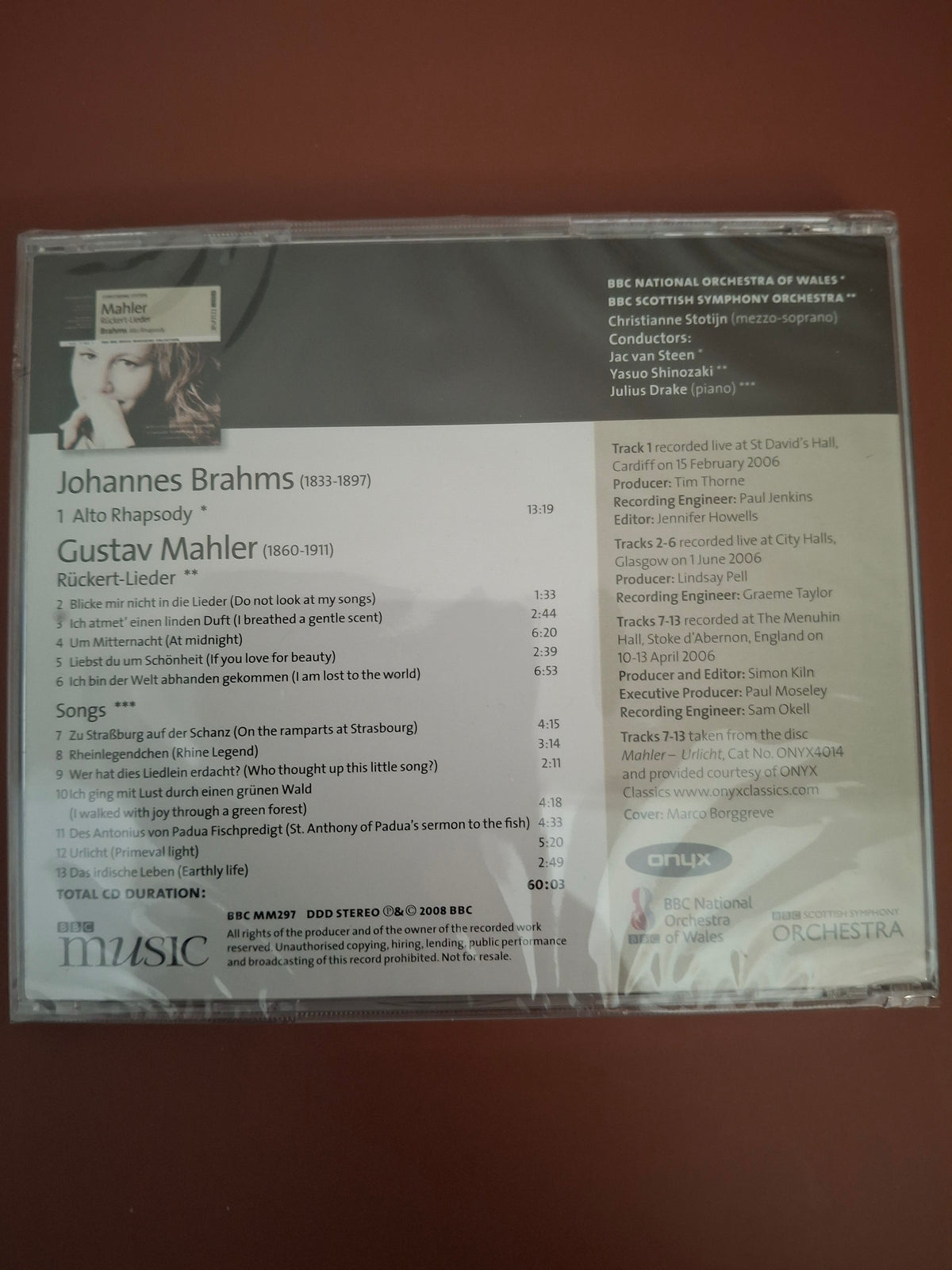 Mahler Ruckert Lieder Brahms Alto Rhapsody Christianne Stotijn New Sealed CD 2008