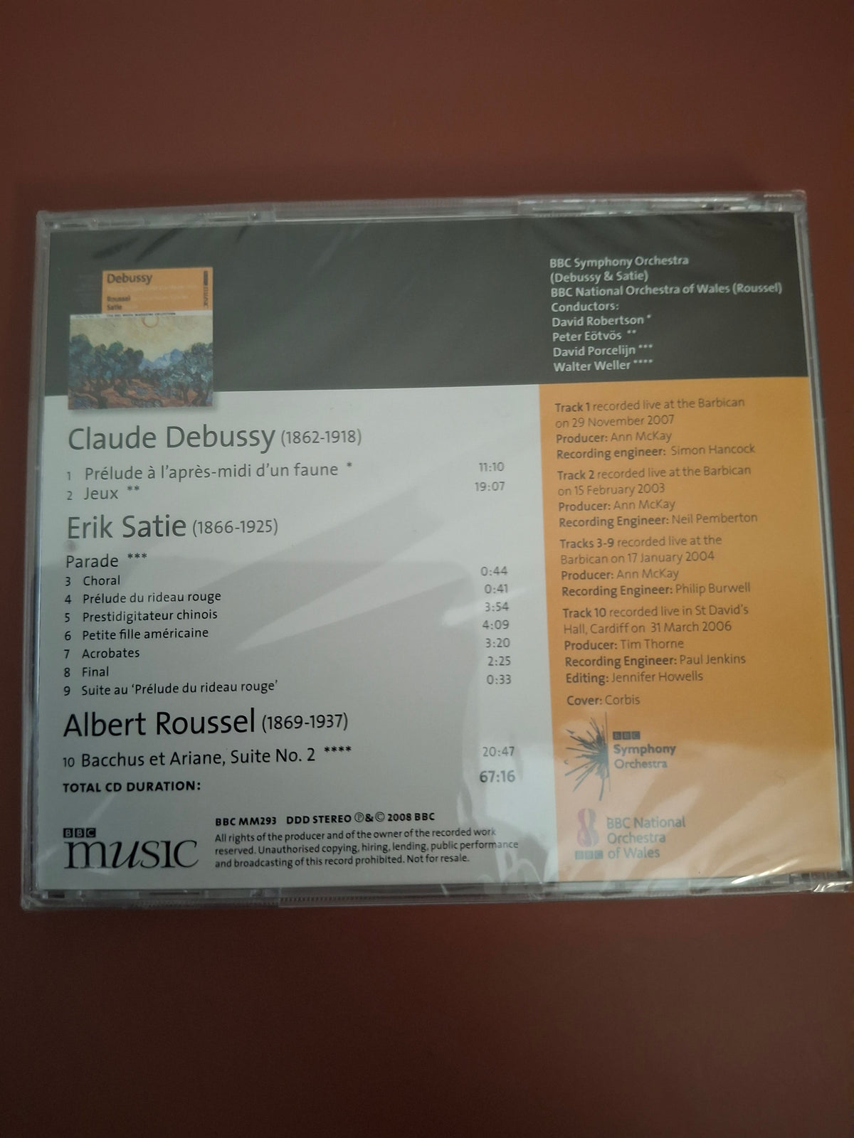 Debussy Prelude Jeux Satie Parade Roussel BBC Symphony New Sealed CD 2008