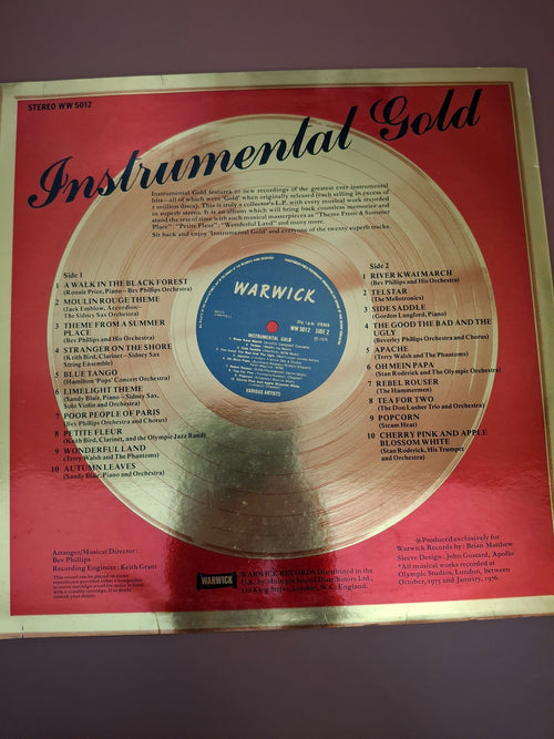 20 Instrumental Hits Instrumental Gold Various Artists Vinyl LP Warwick 1976