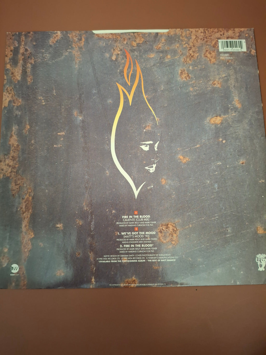Matt Bianco Fire In The Blood Caliente Club Mix 12" Vinyl Single EastWest 1990