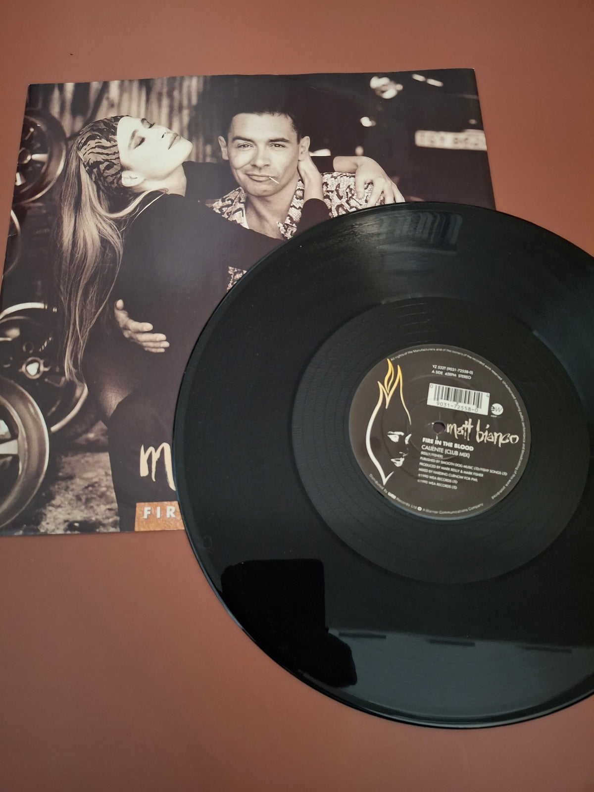 Matt Bianco Fire In The Blood Caliente Club Mix 12" Vinyl Single EastWest 1990