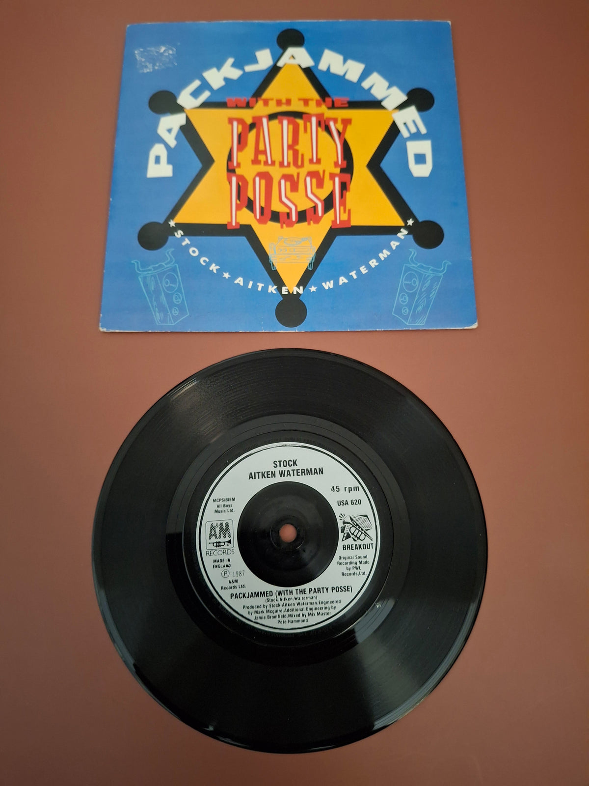Stock Aitken Waterman Packjammed With The Party Posse 7" Vinyl Single A&M 1987
