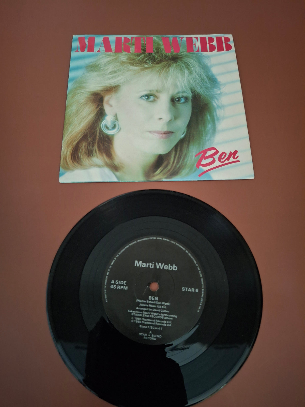 Marti Webb - Ben Original UK 7" Vinyl Single (1985, Starblend STAR 6 Pop Vocal, Picture Sleeve)