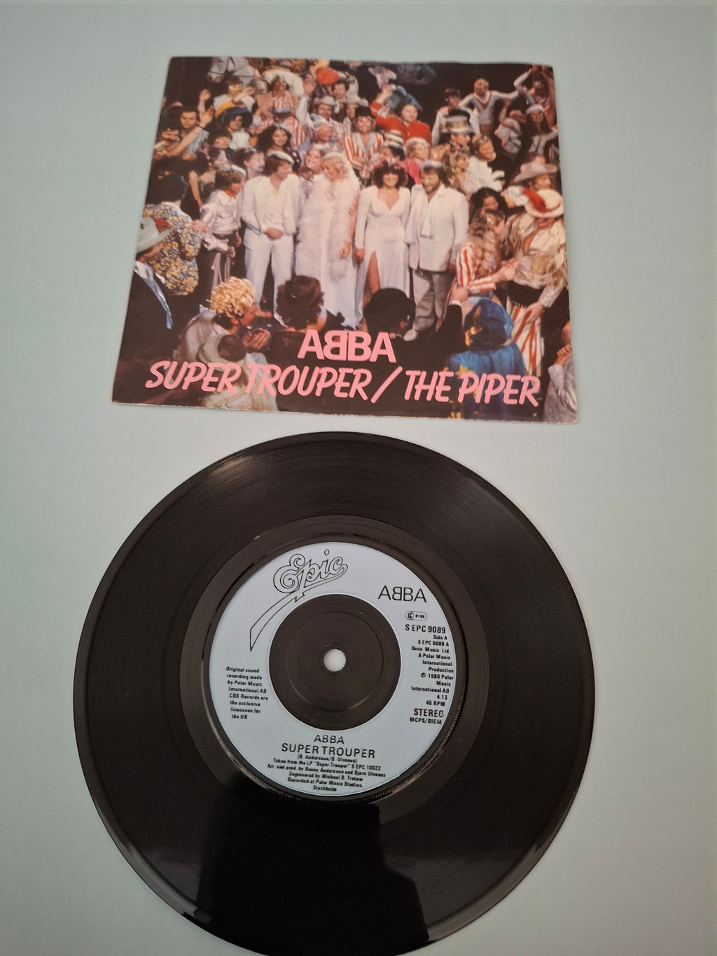 ABBA Super Trouper / The Piper Original UK Picture Sleeve 7" Vinyl Single 1980 Epic Pressing