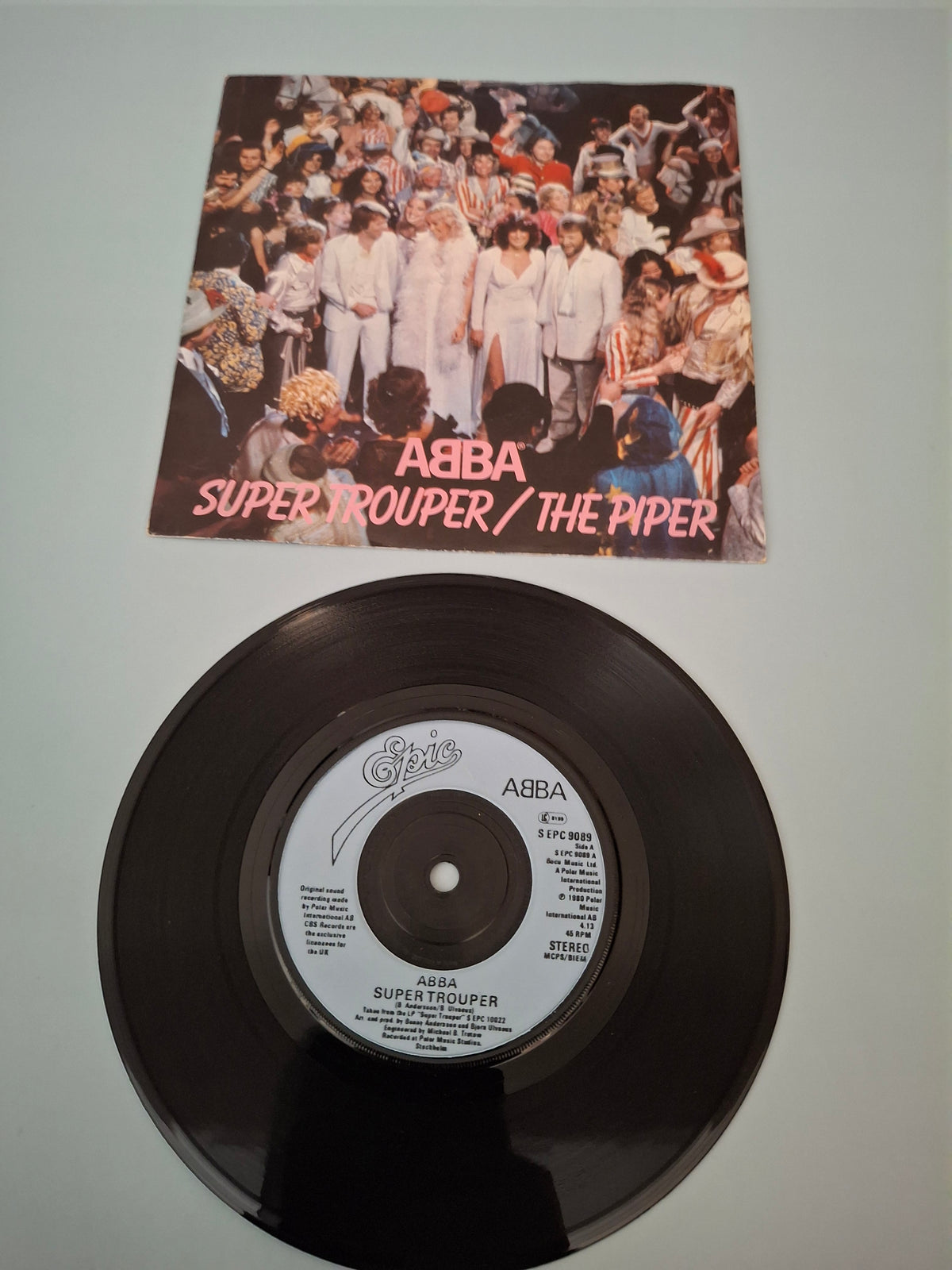 ABBA Super Trouper / The Piper Original UK Picture Sleeve 7" Vinyl Single 1980 Epic Pressing