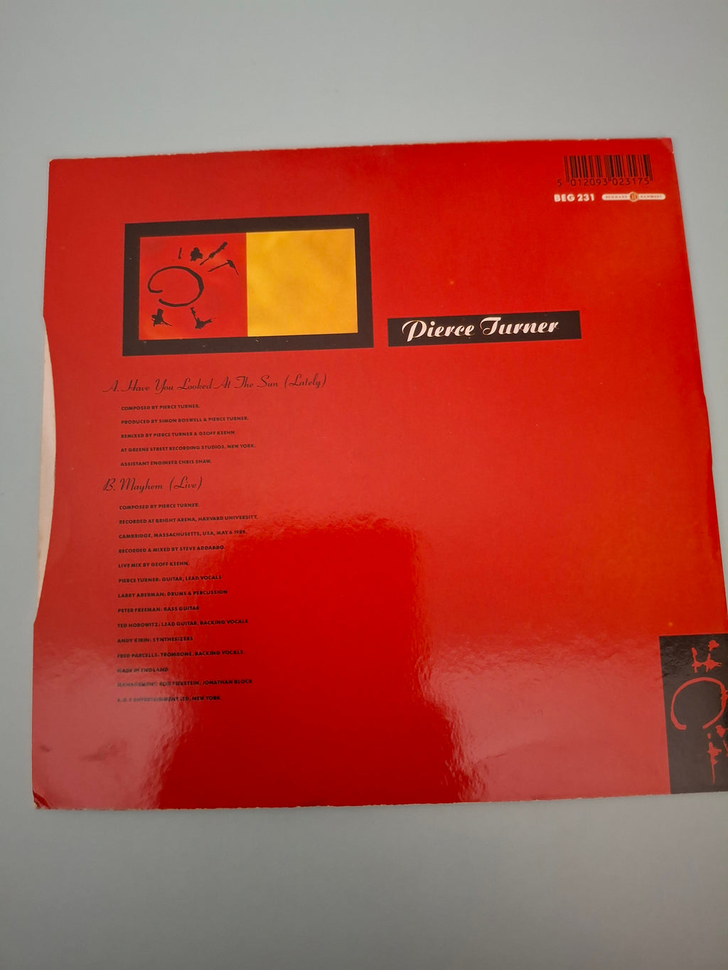 Pierce Turner Have You Looked At The Sun (Lately) Original UK Picture Sleeve 7" Vinyl Single 1989 Beggars Banquet Pressing