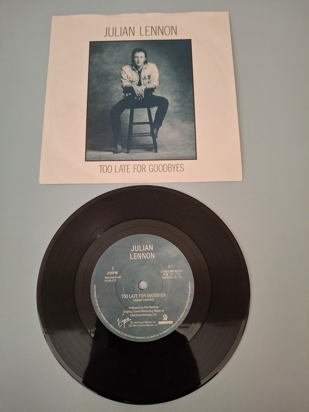 Julian Lennon Too Late For Goodbyes Original UK Picture Sleeve 7" Vinyl Single 1984 Virgin Charisma Pressing Pop