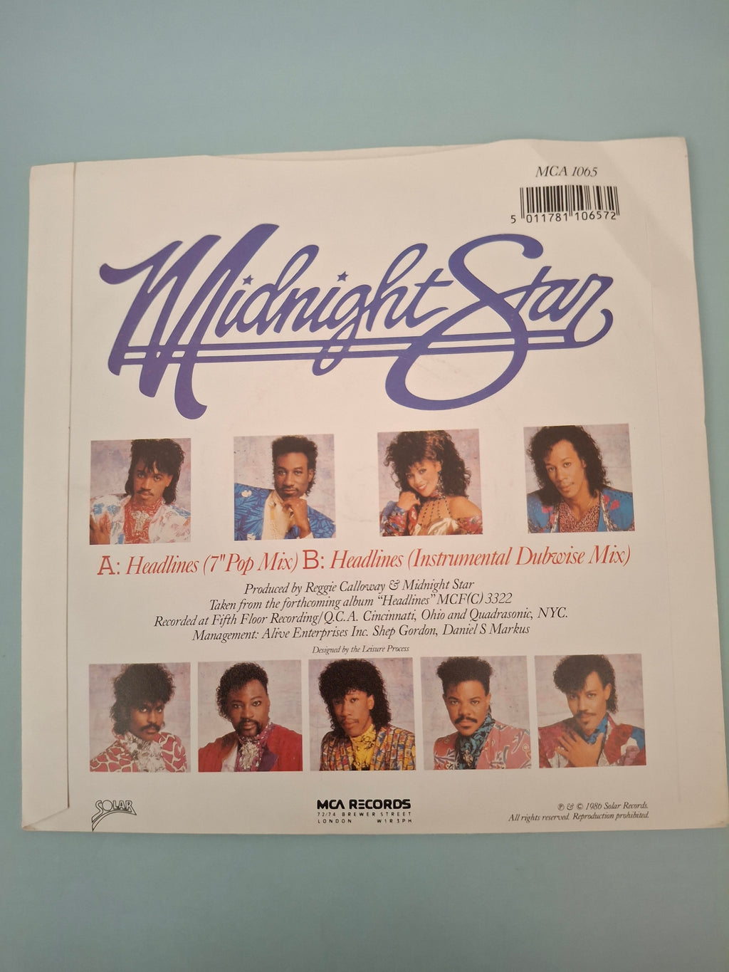 Midnight Star Headlines Original UK Picture Sleeve 7" Vinyl Single 1986 MCA Pressing