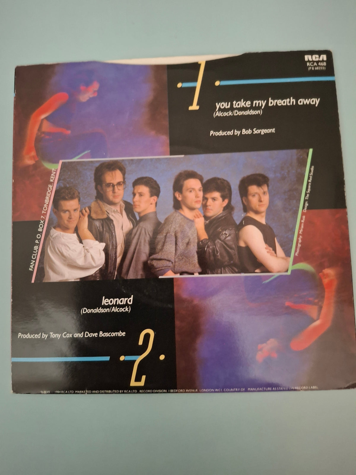 H2O You Take My Breath Away Original UK Picture Sleeve 7" Vinyl Single 1984 RCA Pressing