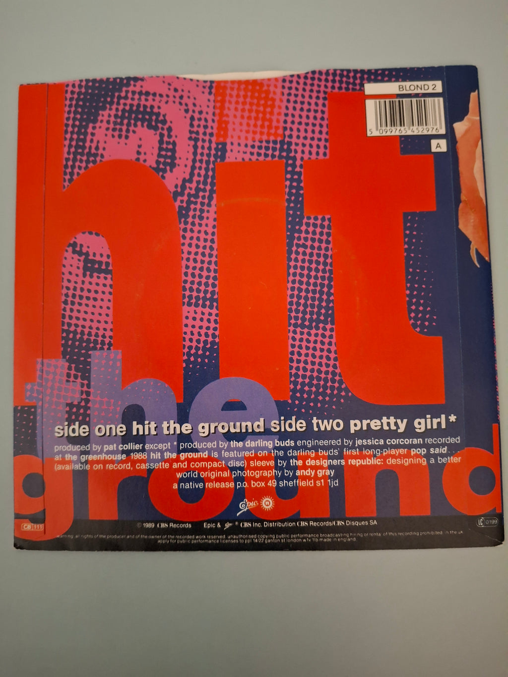 The Darling Buds Hit The Ground Original UK Picture Sleeve 7" Vinyl Single 1988 Epic Native Pressing