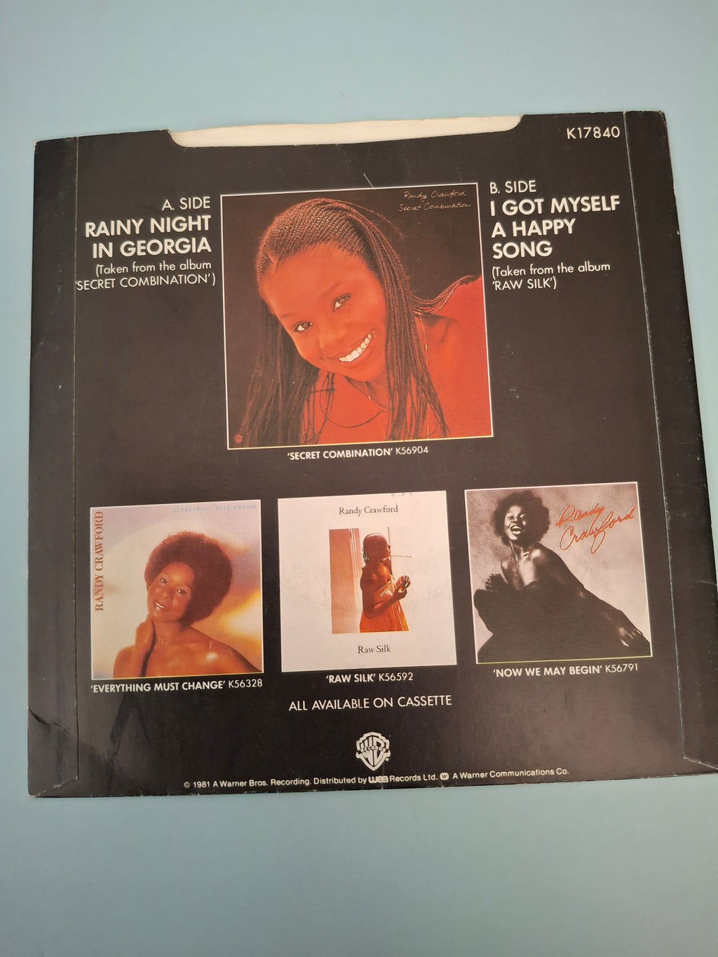 Randy Crawford Rainy Night In Georgia Original UK Picture Sleeve 7" Vinyl Single 1981 Warner Bros Pressing