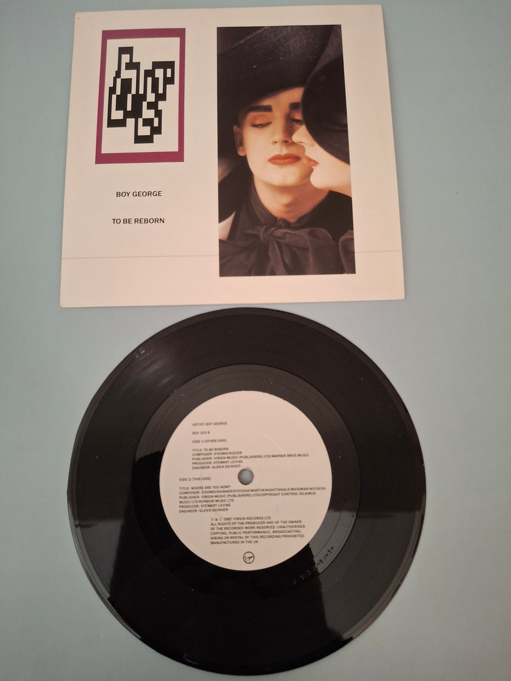 Boy George To Be Reborn Original UK Picture Sleeve 7" Vinyl Single 1987 Virgin Pressing