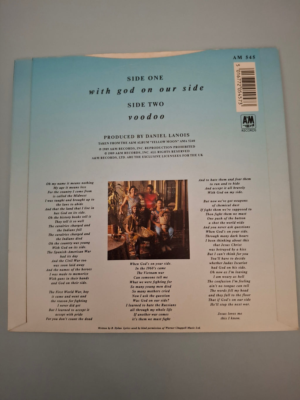 The Neville Brothers With God On Our Side Original UK Picture Sleeve 7" Vinyl Single 1989 A&M Pressing