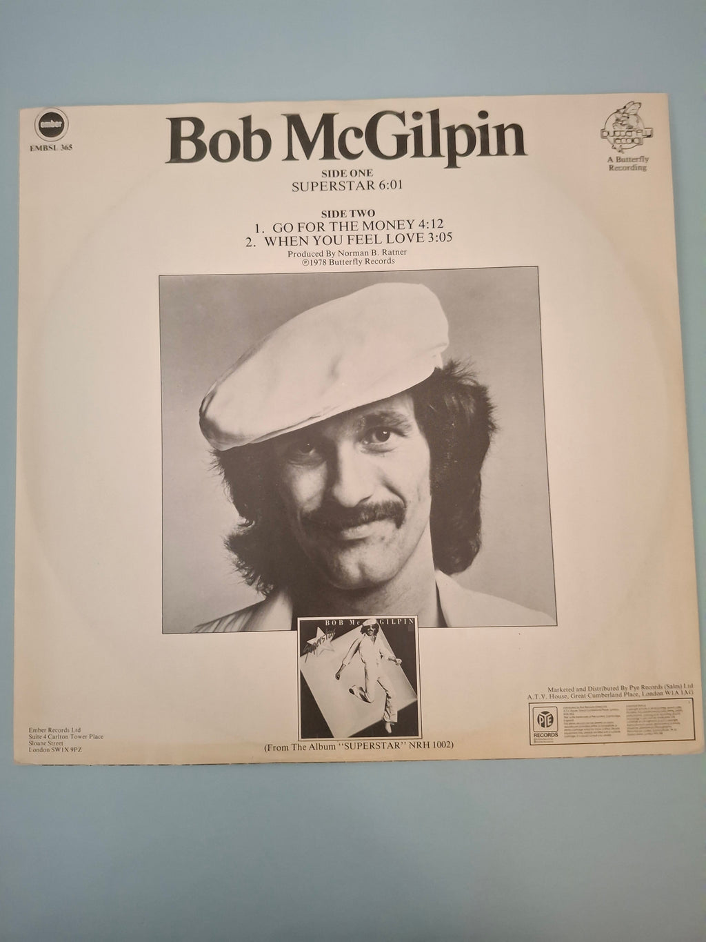 Bob McGilpin Superstar Original UK Limited Edition Picture Sleeve 12" Vinyl Maxi Single 1978 Ember Pressing