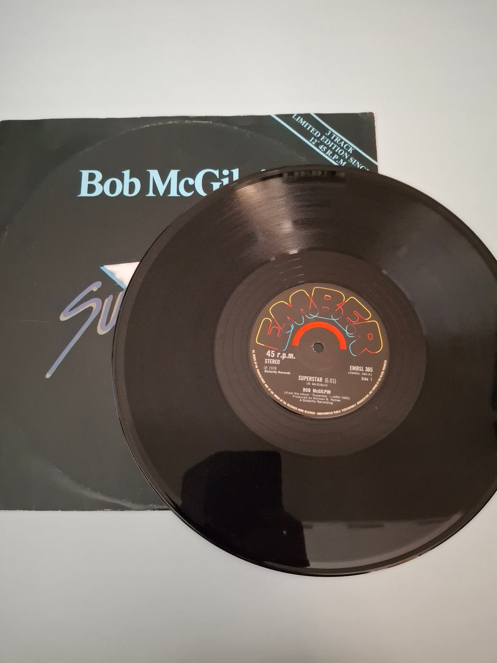 Bob McGilpin Superstar Original UK Limited Edition Picture Sleeve 12" Vinyl Maxi Single 1978 Ember Pressing