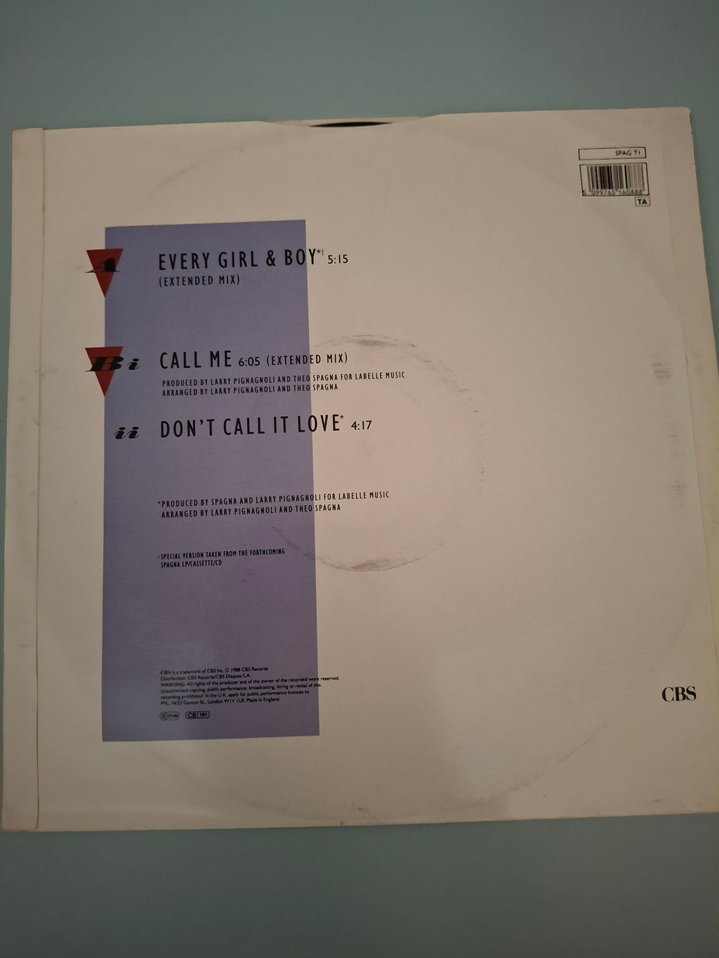 Spagna Every Girl & Boy Original UK Picture Sleeve 12" Vinyl Maxi Single 1988 CBS Pressin