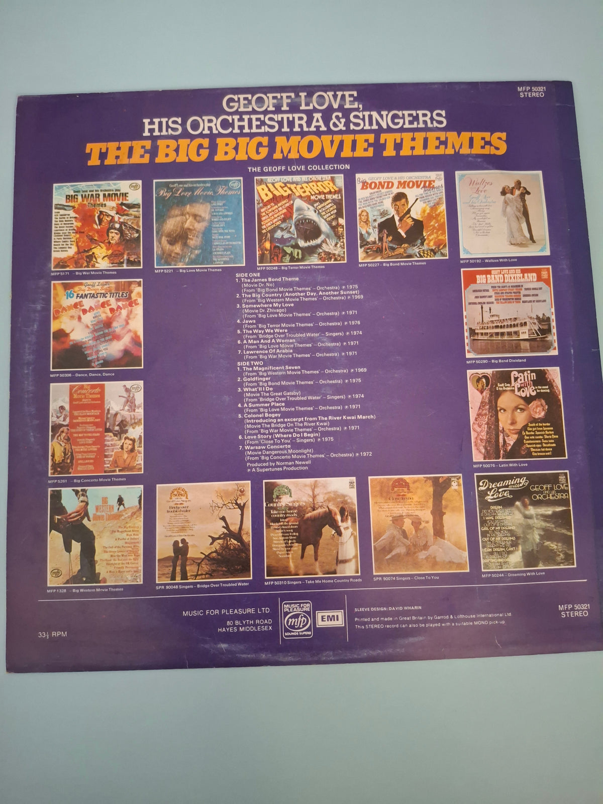 Geoff Love His Orchestra & Singers The Big Big Movie Themes Original UK 12" Vinyl LP 1977 Music For Pleasure Pressing