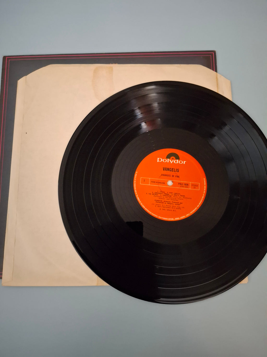 Vangelis Chariots Of Fire Original UK First Pressing 12" Vinyl LP 1981 Polydor Pressing Academy Award Electronic Soundtrack