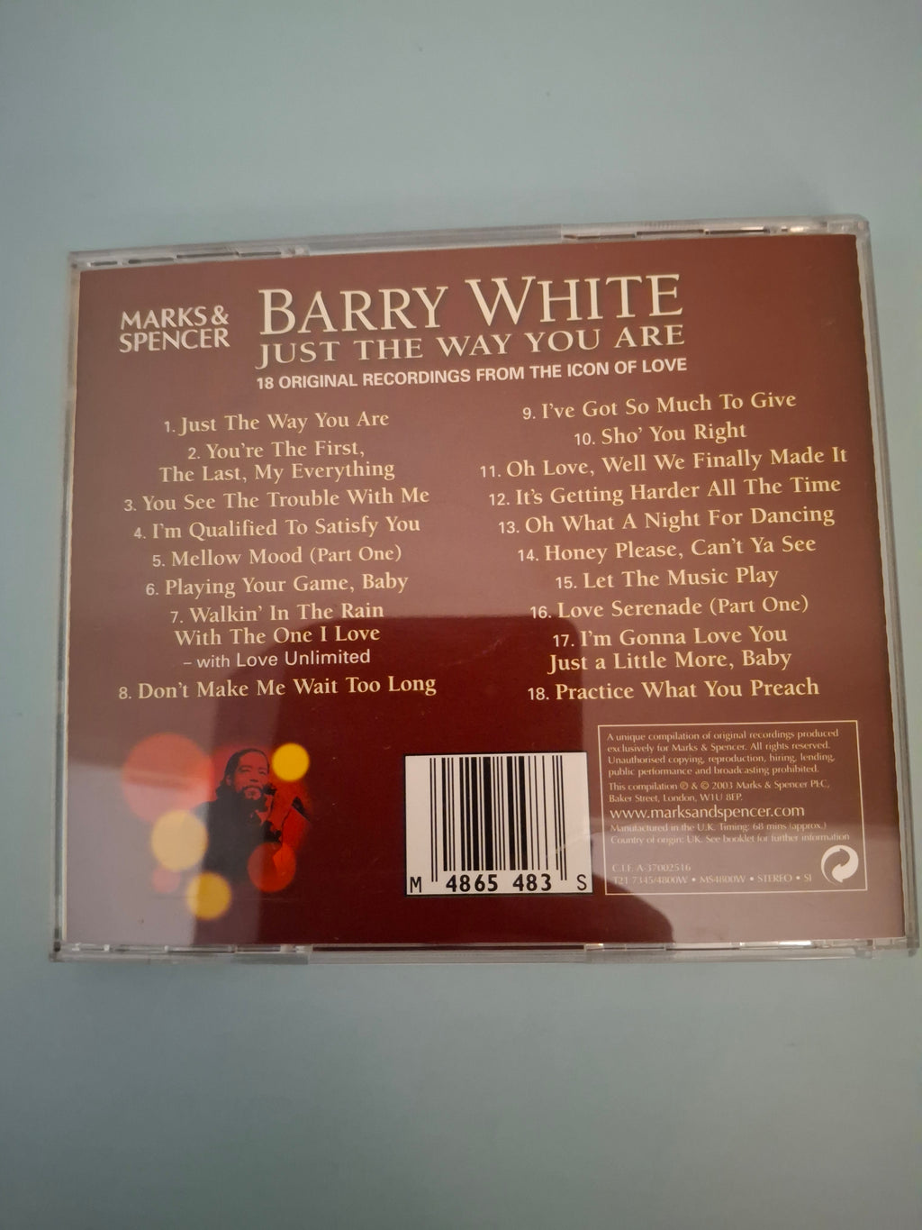 Barry White Just The Way You Are Original UK M&S Exclusive CD Album 2003 Marks & Spencer Pressing