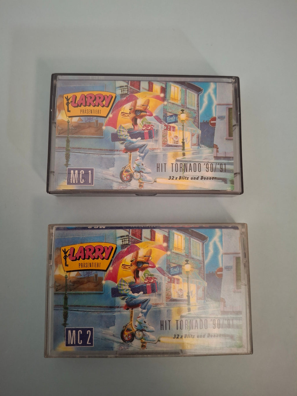 Various - Larry Präsentiert: Hit Tornado '90/91 - 32x Blitz Und Donner, 2x Cassette Compilation, German Import Edition (CBS, 1990)