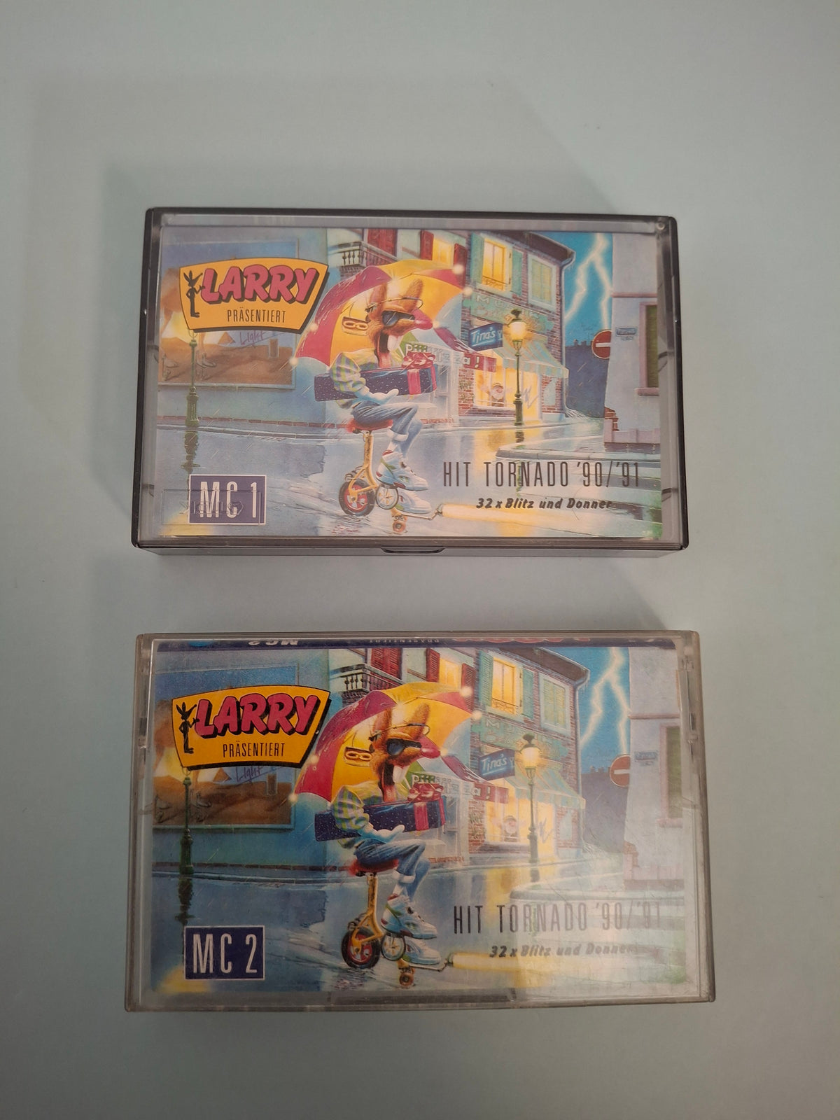 Various - Larry Präsentiert: Hit Tornado '90/91 - 32x Blitz Und Donner, 2x Cassette Compilation, German Import Edition (CBS, 1990)