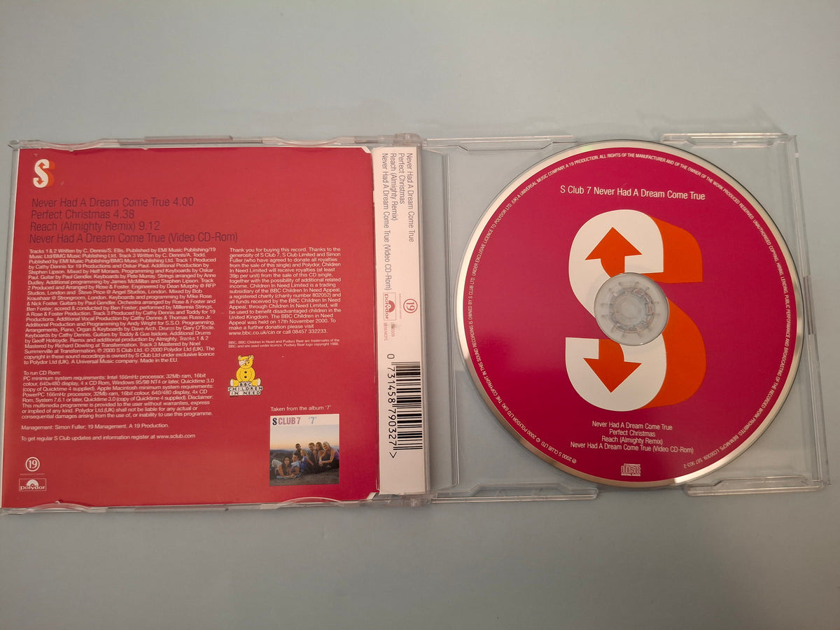 S Club 7 - Never Had A Dream Come True - BBC Children In Need Enhanced CD Single Edition (Polydor, 2000)