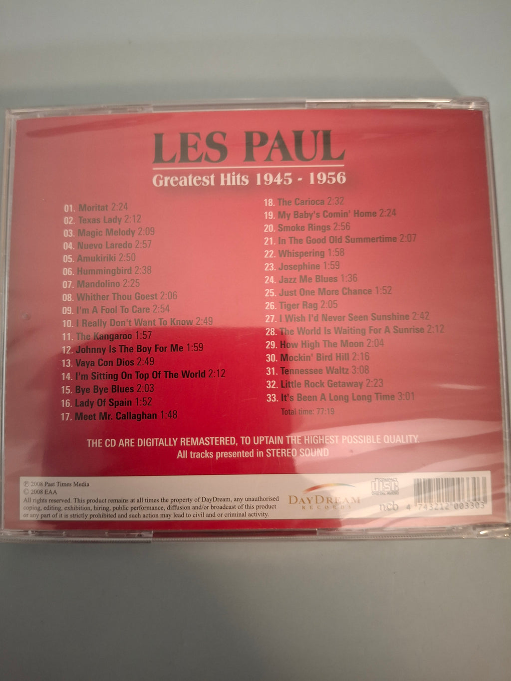 Les Paul - Greatest Hits 1945 - 1956 - Rare Remastered 33-Track Compilation CD, Factory Sealed New Edition (DayDream Records / Past Times Media, 2008)
