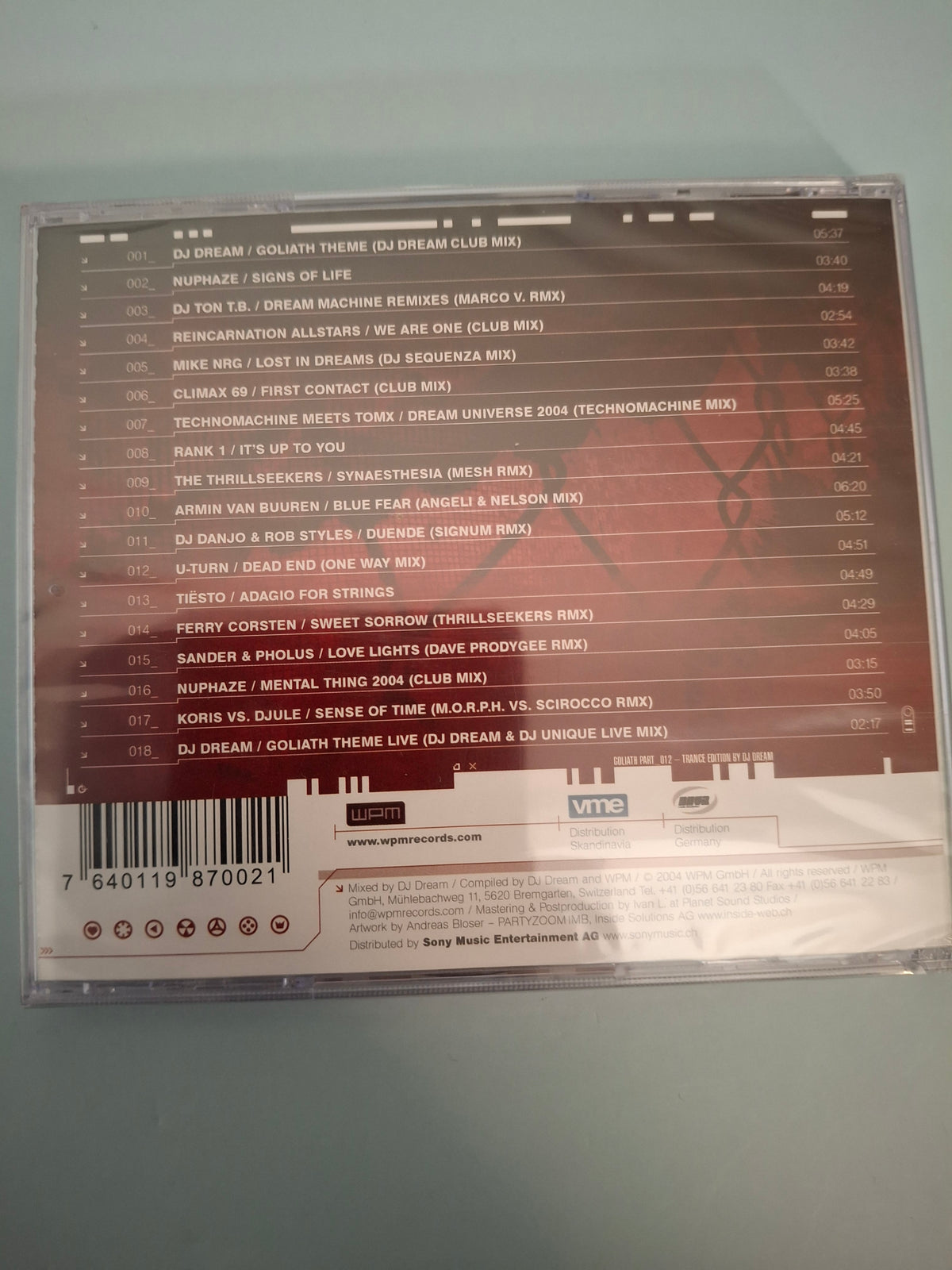 Various - Goliath 12 - The Last Odyssey (Trance Edition Mixed By DJ Dream), Rare Swiss Hard Trance Compilation CD, Factory Sealed New Edition (WPM Records, 2004)