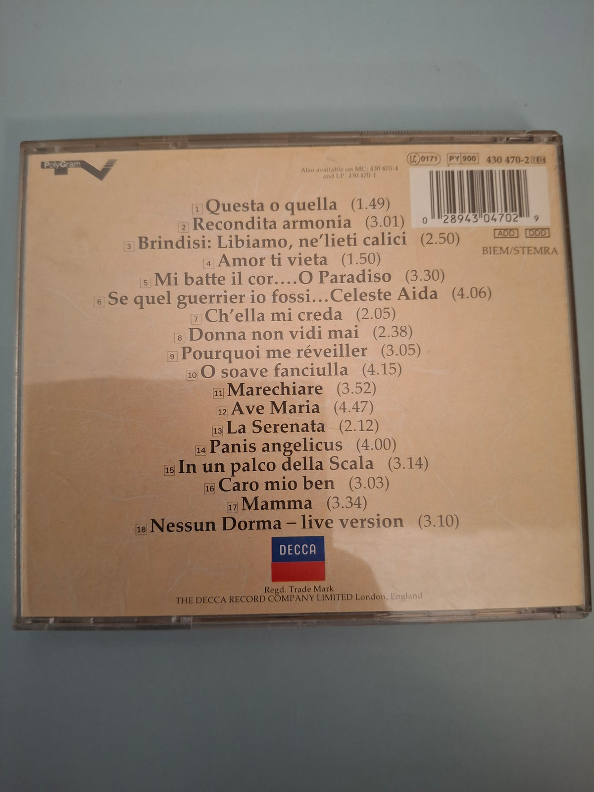Luciano Pavarotti - Essential Pavarotti II - 18 More Of Luciano Pavarotti's Greatest Recordings, CD Album Edition (Decca, 1991)